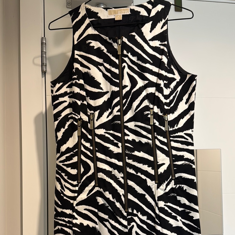 Michael Kors Black and White Zebra Print Dress